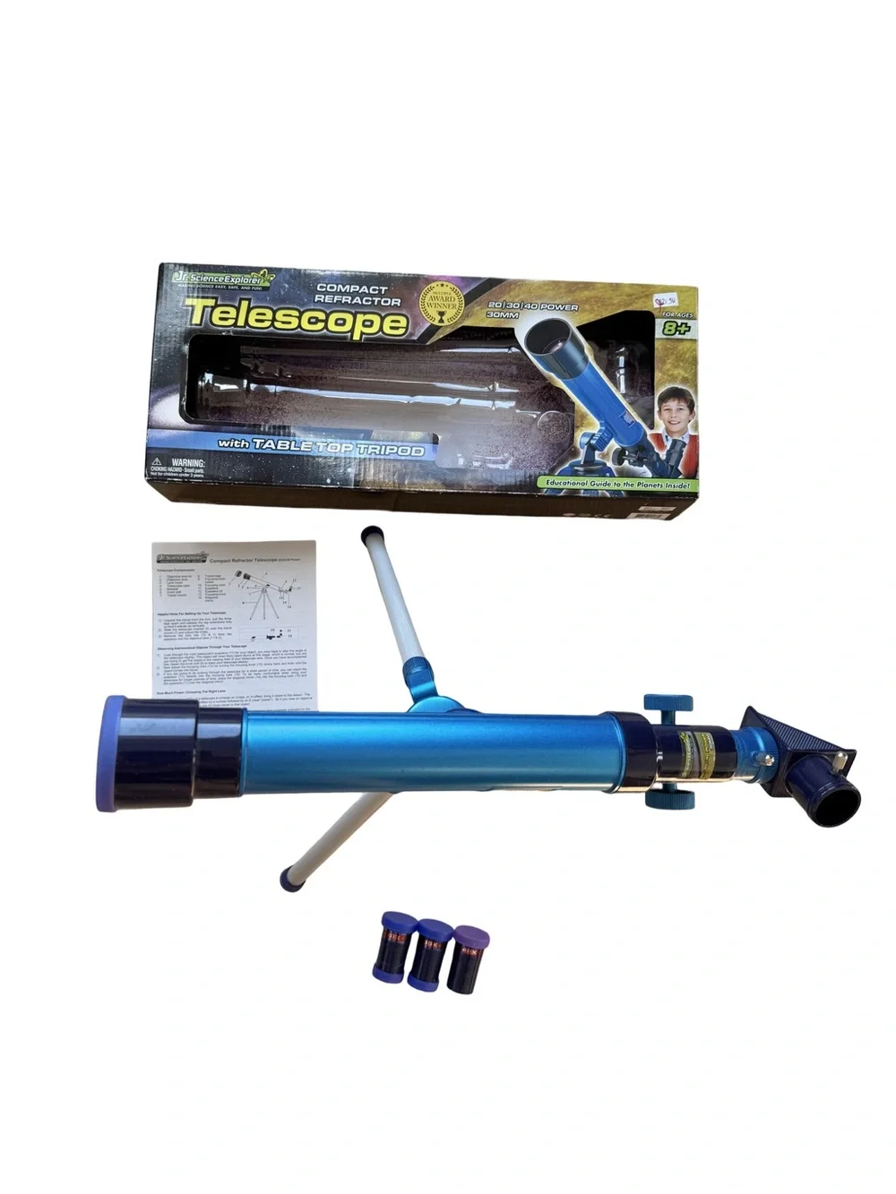 Jr. Science Explorer Telescope 20x 30x 40x Magnification Tripod Age 10 STEM Toys